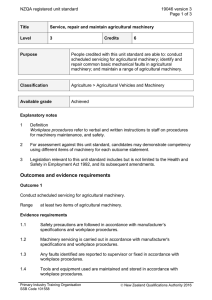 NZQA registered unit standard 19046 version 3  Page 1 of 3