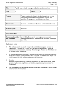 NZQA registered unit standard 21863 version 3  Page 1 of 4