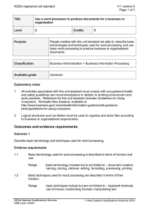 NZQA registered unit standard 111 version 8  Page 1 of 3