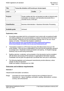 NZQA registered unit standard 105 version 7  Page 1 of 3