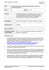 NZQA registered unit standard 112 version 7  Page 1 of 4