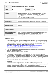 NZQA registered unit standard 18180 version 4  Page 1 of 3