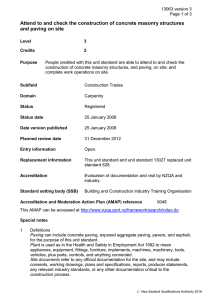 Attend to and check the construction of concrete masonry structures