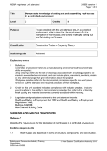 NZQA registered unit standard 26885 version 1  Page 1 of 3