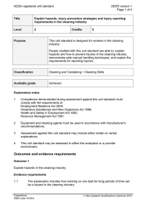 NZQA registered unit standard 28355 version 1  Page 1 of 4