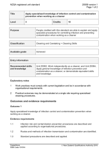 NZQA registered unit standard 29389 version 1  Page 1 of 2