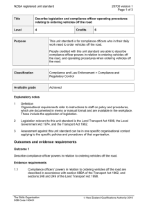 NZQA registered unit standard 26700 version 1  Page 1 of 3
