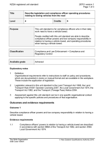 NZQA registered unit standard 26701 version 1  Page 1 of 3