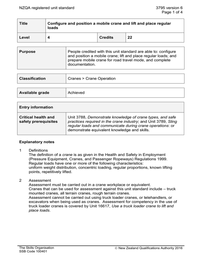 NZQA registered unit standard 3795 version 6 Page 1 of 4