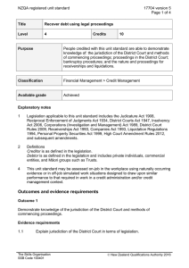 NZQA registered unit standard 17704 version 5  Page 1 of 4