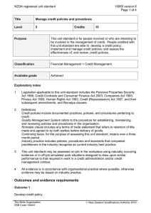 NZQA registered unit standard 16960 version 6  Page 1 of 4