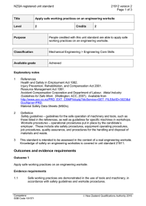 NZQA registered unit standard 21912 version 2  Page 1 of 3