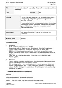 NZQA registered unit standard 22908 version 3  Page 1 of 4
