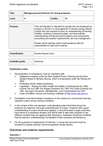 NZQA registered unit standard 29177 version 1  Page 1 of 3