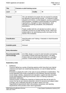 NZQA registered unit standard 7098 version 4  Page 1 of 4