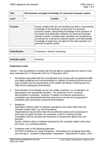 NZQA registered unit standard 2780 version 7  Page 1 of 5