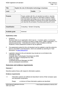 NZQA registered unit standard 6747 version 4  Page 1 of 3