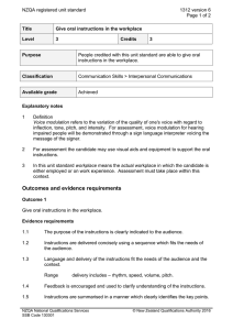 NZQA registered unit standard 1312 version 6  Page 1 of 2