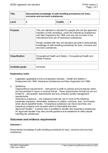 NZQA registered unit standard 27424 version 2  Page 1 of 3