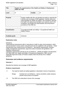 NZQA registered unit standard 19521 version 4  Page 1 of 4