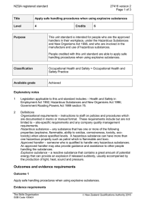 NZQA registered standard 27416 version 2  Page 1 of 3