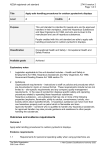 NZQA registered unit standard 27418 version 2  Page 1 of 3