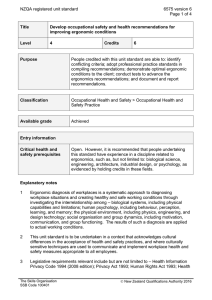 NZQA registered unit standard 6575 version 6  Page 1 of 4