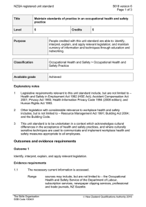 NZQA registered unit standard 5618 version 6  Page 1 of 3