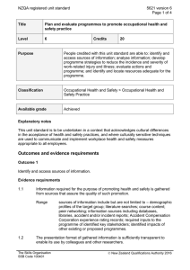 NZQA registered unit standard 5621 version 6  Page 1 of 4