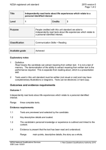 NZQA registered unit standard 2970 version 6  Page 1 of 2
