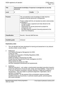 NZQA registered unit standard 27359 version 1  Page 1 of 4
