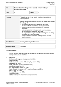 NZQA registered unit standard 27364 version 1  Page 1 of 5