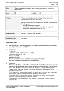 NZQA registered unit standard 27367 version 1  Page 1 of 4