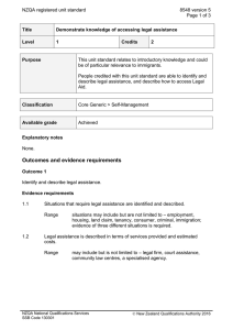 NZQA registered unit standard 8548 version 5  Page 1 of 3