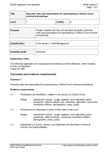 NZQA registered unit standard 8549 version 5  Page 1 of 2