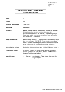 SNOWSPORT AREA OPERATIONS Operate a surface lift