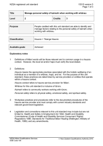 NZQA registered unit standard 15315 version 5  Page 1 of 3