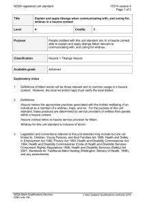 NZQA registered unit standard 15314 version 4  Page 1 of 3