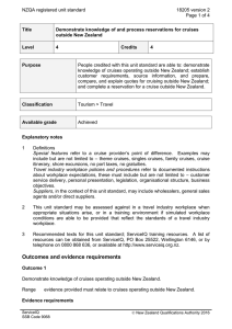 NZQA registered unit standard 18205 version 2  Page 1 of 4