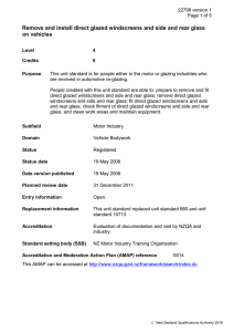 Remove and install direct glazed windscreens and side and rear... on vehicles