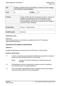 NZQA registered unit standard 26262 version 1  Page 1 of 3