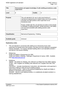 NZQA registered unit standard 21907 version 2  Page 1 of 4