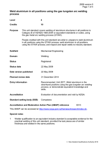 Weld aluminium in all positions using the gas tungsten arc... process