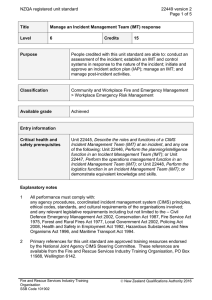 NZQA registered unit standard 22449 version 2  Page 1 of 5