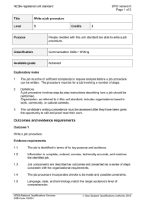 NZQA registered unit standard 9703 version 6  Page 1 of 2