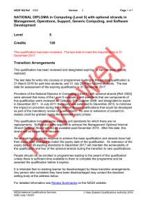 NATIONAL DIPLOMA in Computing (Level 5) with optional strands in