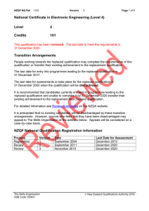 National Certificate in Electronic Engineering (Level 4) Level 4 Credits