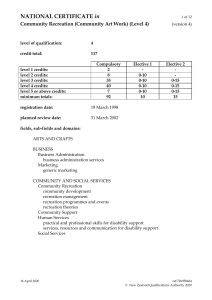 in Community Recreation (Community Art Work) (Level 4)