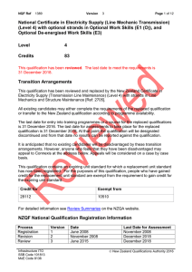 National Certificate in Electricity Supply (Line Mechanic Transmission)