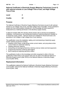 National Certificate in Electricity Supply (Metering Technician) (Level 4)